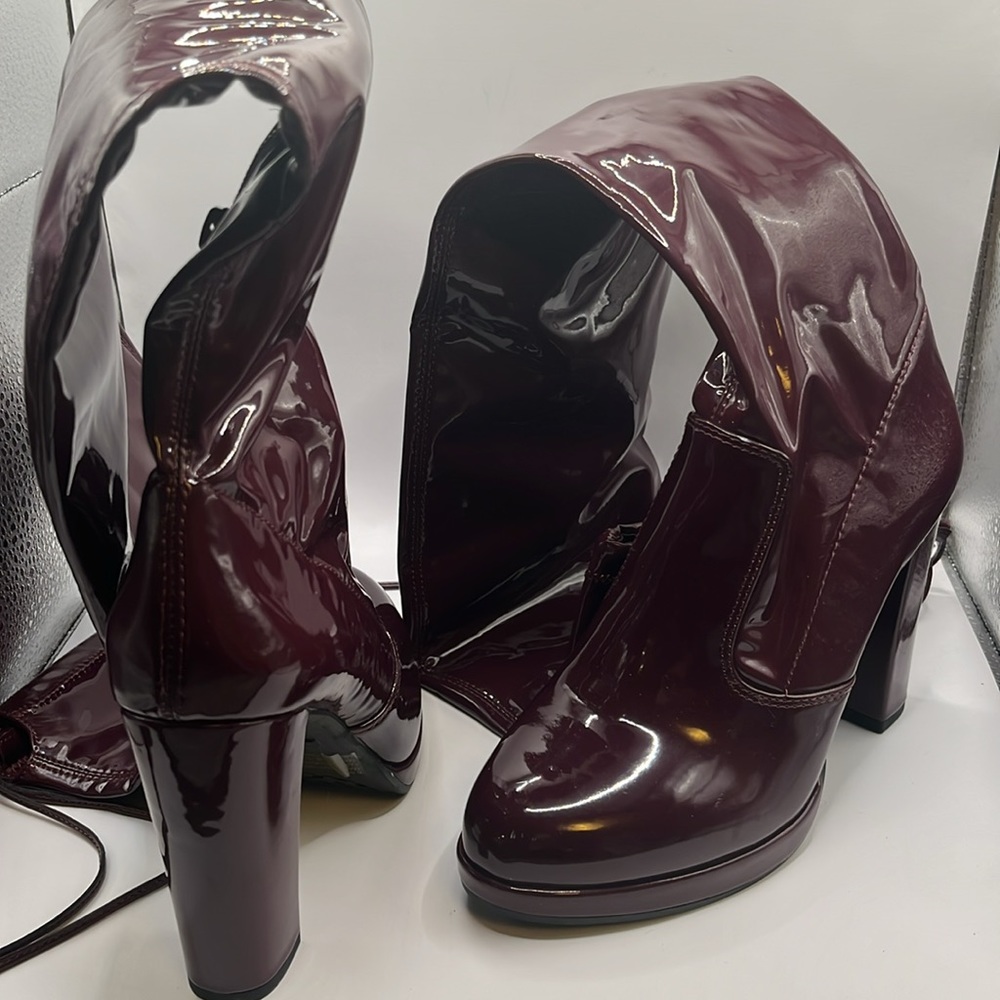 Gianni Bini Thigh-hi platform patent leather boots